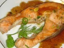 Zalm met mosterd-gembersaus