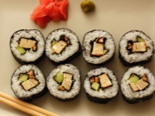 Sushi met shiitake-paddenstoelen